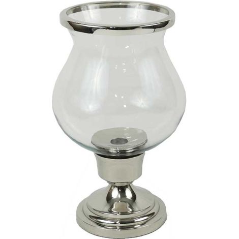 Photophore verre argenté 16x16x25cm