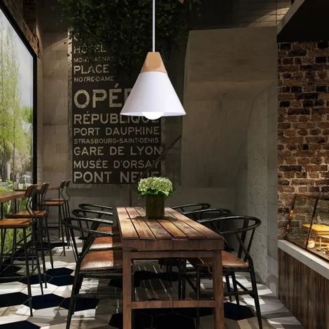 U-do Lustre Moderne Réglable Blanc,Lampe Suspension Industrielle Vintage Style Edison pour Salon Chambre (1/4)