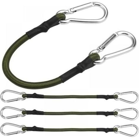 4 Pack Bungee Cords with Carabiner, 30cm Bungee Cord with Carabiner, Elastic Luggage Rope, Heavy Duty Bungee Straps with Hooks for Camping, Tarps, Tent, Luggage (1/5)