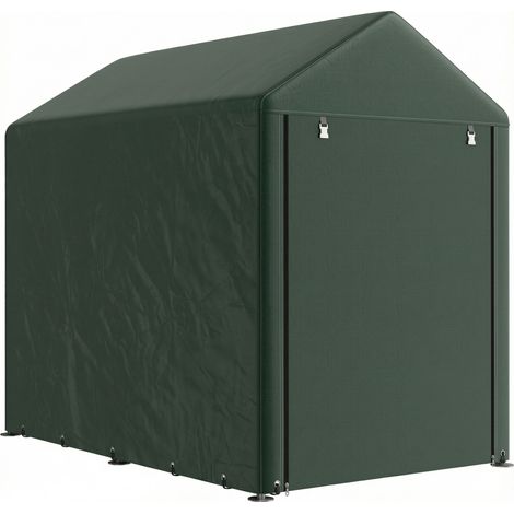 Abri de jardin pour vélos 1,2 x 1,8 x 1,65 m, 2 compartiments, porte zippée, imperméable, anti-UV, vert (1/5)