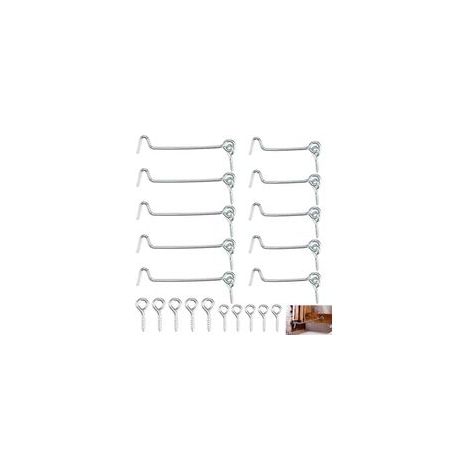 10 pièces Crochets De Fenêtre Helter Verrouillage, Crochet Et Fenêtre à œIl, œIllet épais Résistant à La Corrosion De Verrouillage De Porte Privé Avec 10 Vis De Fixation Pour Portes Fenêtres (1/5)