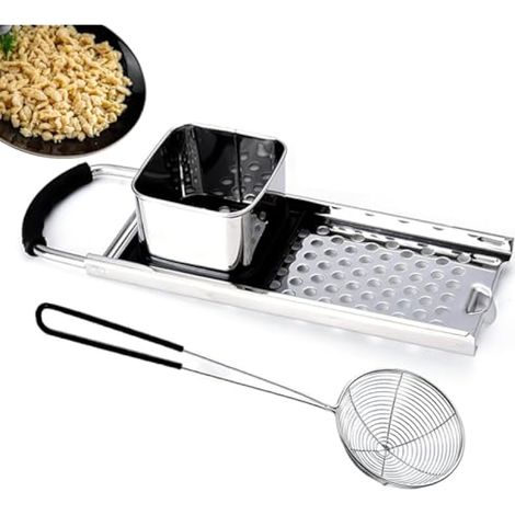 Ensemble de machine à spätzle en acier inoxydable, poignée large, raviolis faits maison, passoire araignée en acier inoxydable pour casseroles et poêles, outil de fabrication de boulettes de nouilles (1/5)