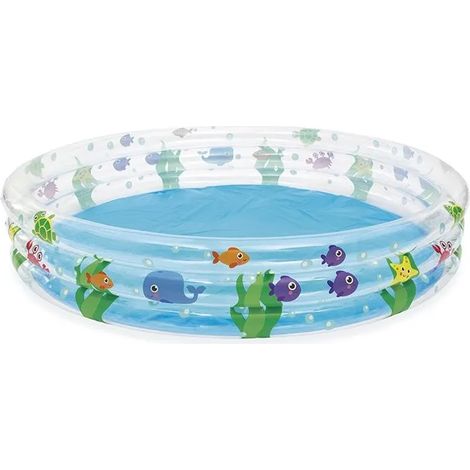 Bestway piscina hinchable infantil 3 aros transparente vida marina (1/3)