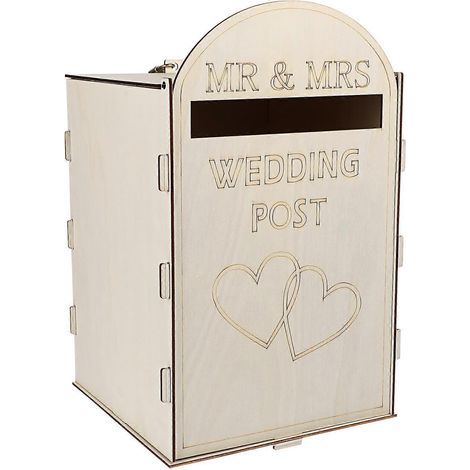 Boîte aux lettres rustique en bois pour mariage, porte-cadeaux, décorations artisanales, fournitures de mariage (avec clé)-3320CM (1/4)