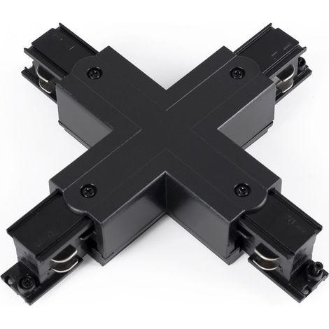 Articulation rigide en X pour rail triphasé monté en surface - - Noir