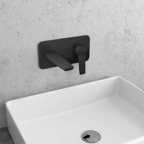 Mitigeur lavabo mural encastrable ANDARE-Chromé noir-Chromé noir-20.00 ---Chromé noir (1/3)