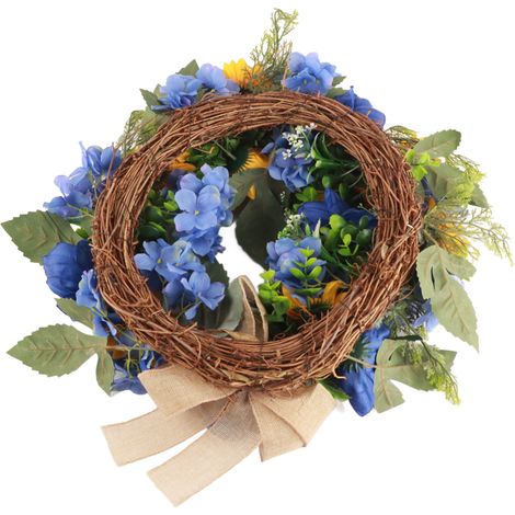 Couronnes bleues et jaunes, guirlande de fleurs pour la porte d'entrée (1/5)