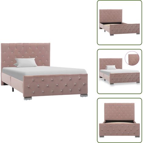 Letto con Piedini in Metallo - vidaXL Giroletto Rosa in Velluto 100x200 cm - Letto Rosa
