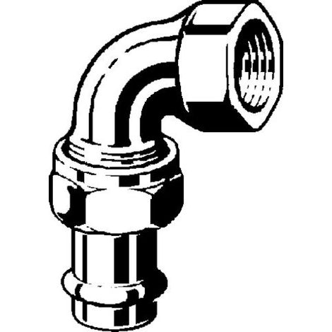 Viega Sanpress Inox-Raccord union 90 degrés, d 42mm, Rp 11/2 laiton nickelé, acier inoxydable Modèle 2355, 437367 (1/3)