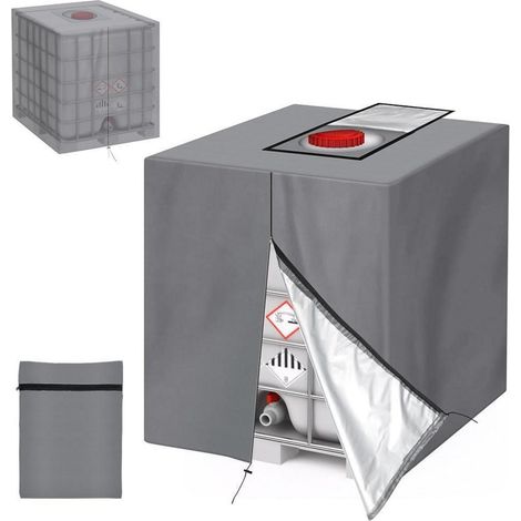 IBC Tank Abdeckung 1000L grau mit Reißverschluss und Kordel (1/5)