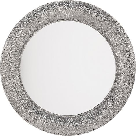 Espejo de pared redondo plateado 80 cm pieza decorativa pintada Channay (1/5)