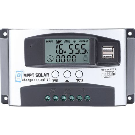 Contrôleur de Solaire MPPT, Régulateur D'affichage LCD 12 V 24 V 36 V 48 V 60 V avec Contrôle APP, et Réglage de la Minuterie, Gestion Intelligente, Prise en de. (1/5)