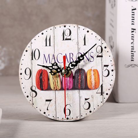 1 Pc Horloge Murale MDF Vintage Européenne Ronde Décorative Style Artistique pour Maison Bureau 6 (1/2)