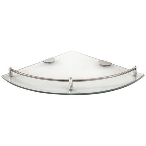 Étagère d'angle en verre avec fixation chromée