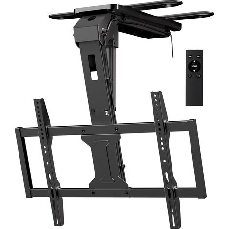 Support TV Plafond Motorisé 37–75" – Descente Électrique, Télécommande, Charge 45 kg, VESA 600×400mm, Noir (1/5)