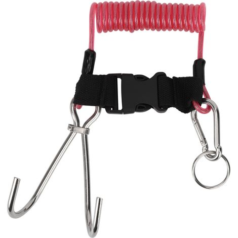 Lot en acier inoxydable double crochet récif avec corde élastique pour plongée sous-marine accessoires sport nautiques rose transparent (1/5)