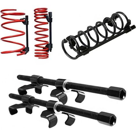 Spring Compressor Kit, Set of 2, 370mm Spring Tensioners with 4 Claws, For Lowering Suspension Spring Tensioners