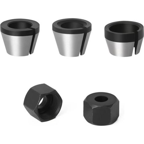 pezzi di mandrino HSS, mandrino portapinza per fresatrice da 6 mm, 6,35 mm e 8 mm, adattatori per pinze di serraggio, con 2 dadi, per portapinza per fresatrice elettrica per lavorazione del legno