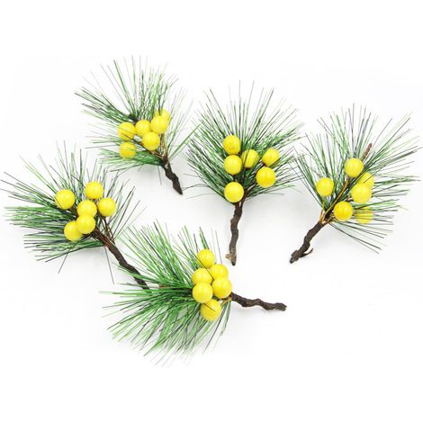 Künstliche Kiefernnadel-Beeren-Picks aus PVC, handgefertigte DIY-Kiefernnadelzweige, Zubehör für Weihnachtskränze (1/5)