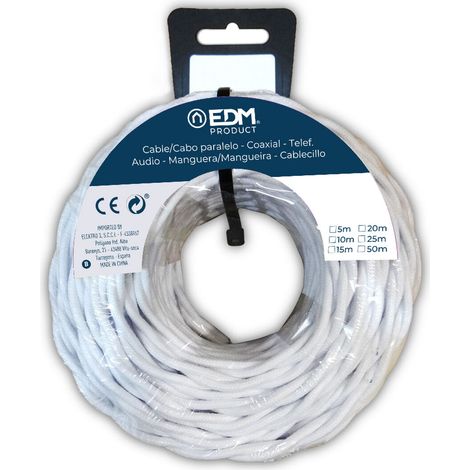 Cavo elettrico edm intrecciato bianco 5 metri 2 x 1.5 mm (1/2)