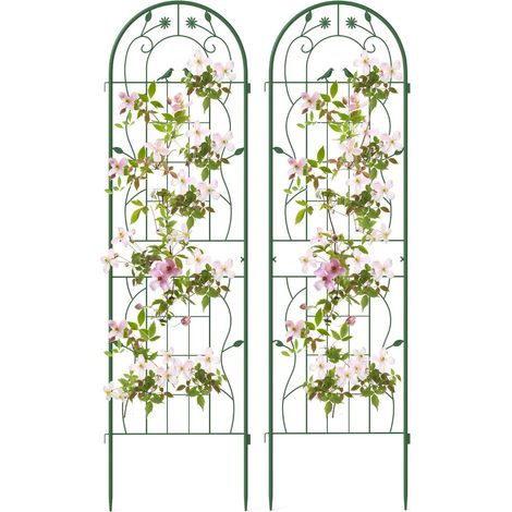 Juego de 2 enrejados metálicos para jardín 180 x 50 cm soporte inoxidable para plantas trepadoras estilo elegante metal verde 200012553