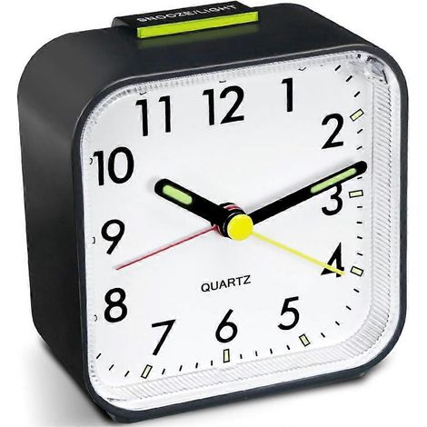 Réveil silencieux, horloge de table à piles, grand écran lumineux, fonction snooze L (1/5)