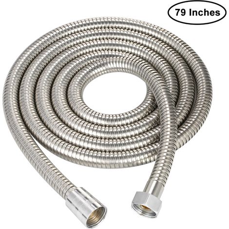 79 Zoll (ca. 200 cm) langer, flexibler Edelstahl-Duschschlauch für Handbrausen, extra langer, explosionsgeschützter Ersatzschlauch mit Messinganschluss (1/5)
