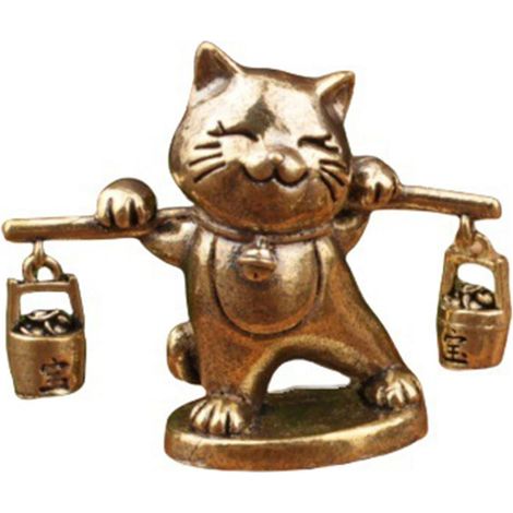 Figurine de Chats Chinois, Chaton en métal, Panier de Transport, décorations Miniatures pour étagère de Table, Statue de Chats en métal Antique (1/5)