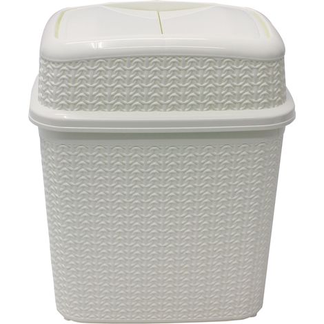 Knit Design Loop Plastic Push Top Bin, Ivory (1/3)