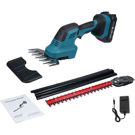 Taille-haie et coupe-bordures sans fil 21V, 2 en 1, tondeuse à gazon et arbustes, batterie 2,0 Ah et chargeur pour jardin et pelouse (1/2)