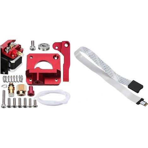 Verbessertes MK8 Aluminium-Antriebs-Zuführungs-Ersatz-3D-Drucker-Extruder-Kit mit Verlängerungskabeladapter, flexibler Verlängerungsadapter