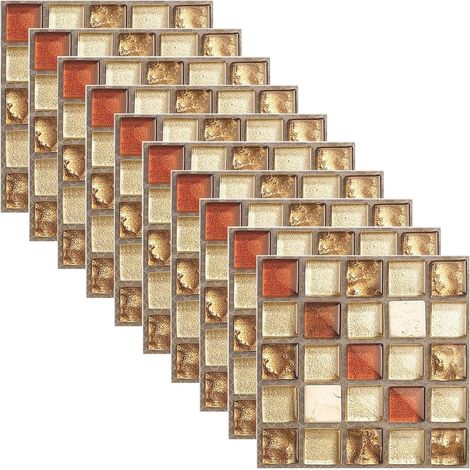 Adhesivos para azulejos, adhesivos de pared tipo mosaico, papel pintado autoadhesivo para cocinas y baños, 20 piezas (10 x 10 cm) (1/5)
