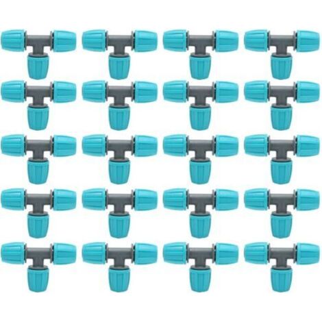 Lot de 20 té tuyau connecteur 16mm en PE – Raccord rapide pour irrigation – Dimensions 9.3x6 cm – Résistant à l'usure et à la corrosion