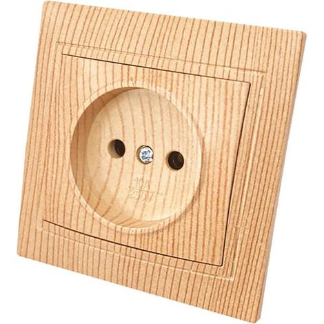 Interrupteur mural AC, norme européenne, panneau de commande en plastique imitation bois (1 prise sans terre) (1/5)