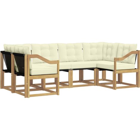 Outdoor Sofa Set with Cushion 6 pcs White and Cream vidaXL
