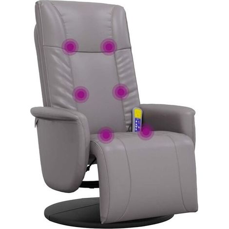 Fauteuil de massage inclinable en similicuir gris avec repose-pieds (1/5)