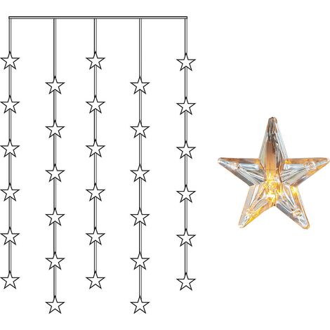Rideau lumineux LED Star Trading « Star Curtain » avec étoiles, 30 LED, alimentation secteur, blanc chaud, H 120 cm, L 90 cm (1/4)