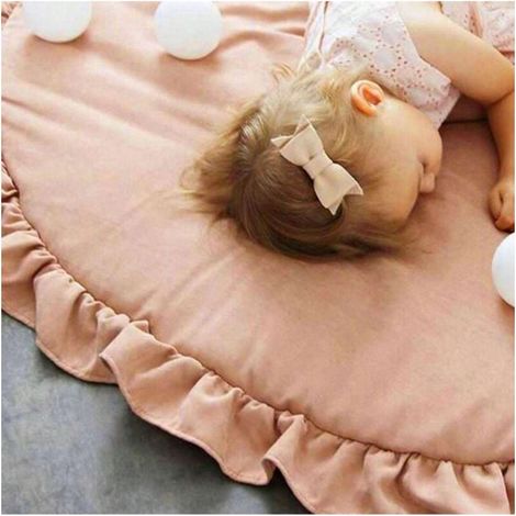 Tapis rond rose pour enfants, 1 pièce, doux, chaud, épais, avec une jolie dentelle, adapté à la décoration de la maison (1/4)
