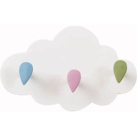 Crochet mural nuage blanc mignon, porte-manteau adhésif, 3 crochets – DELKEVIC