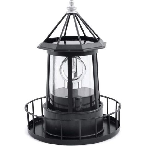 LED Lampe de Phare rotative Solaire, Lanterne de décoration extérieure de jardin (1/5)