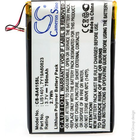 NX - Batterie MP3/MP4/Multimédia 3.7V 750mAh - 1-756-763-117Y19A60823LIS1401 (1/3)