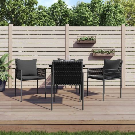5 pcs Ensemble à manger de jardin Salon de jardin Mobilier de salle à manger coussins résine tressée acier RJTRX583405 (1/5)