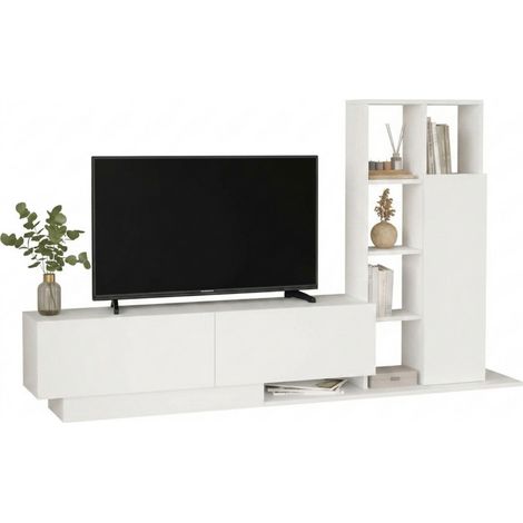 Meuble TV et Etagère 3 Portes 11 Niches Blanc L 201,2 H 123,6 P 29,5 cm (1/5)