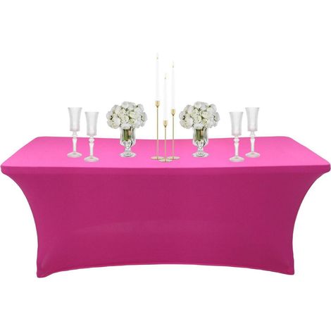 Elastische Tischdecke 6 Fuß Rosa Abwaschbar Wasserabweisend Kratzfest für Partys & Events