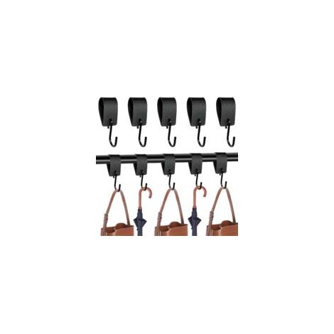 Lot de 10 crochets en S noirs avec boucle en cuir, crochets pour manteaux, crochets de boucher, crochets en S en cuir pour tringle à vêtements, 12,5 x 3 cm, crochets en métal, crochets en S pour cuisi (1/5)