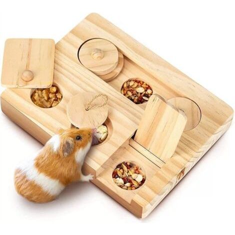 ALLIANDISDistributeur de nourriture pour hamster, marron, 18 x 13,5 cm, 1 distributeur de friandises Jouet interactif amusant pour la recherche de nourriture (1/5)