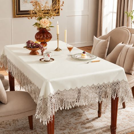 Nappe de Table ronde 180 cm blanc crème texture cuir d'agneau haute qualité adapté pour table ronde de 1 m à 1,2 m 30 × 30 × 30 cm 1 kg – Livraison gratuite