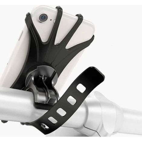 Pair Support universel pour téléphone de vélo en silicone noir avec rotation à 360 degrés et fixation anti-vibration pour guidon (1/5)