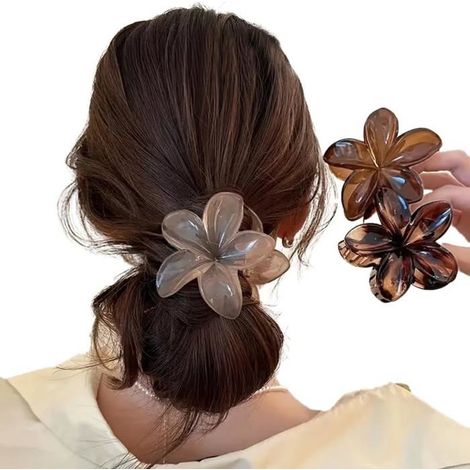 3 fermagli per capelli a forma di fiore – Design trendy ed elegante – Marrone, beige e stampa leopardata – Accessori per capelli (1/4)