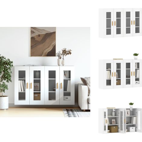 Armoires murales 2 pcs blanc bois d'ingénierie - Armoire Murale - Meuble Rangement - Buffet - Étagère Ouverte - Décoration Intérieure (1/5)